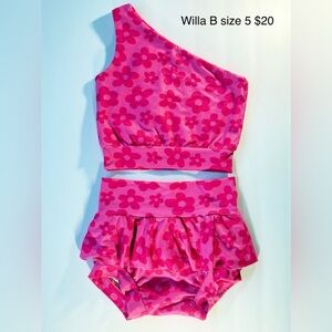 Willa B Pink Floral Kids Dance/Tumbling Set